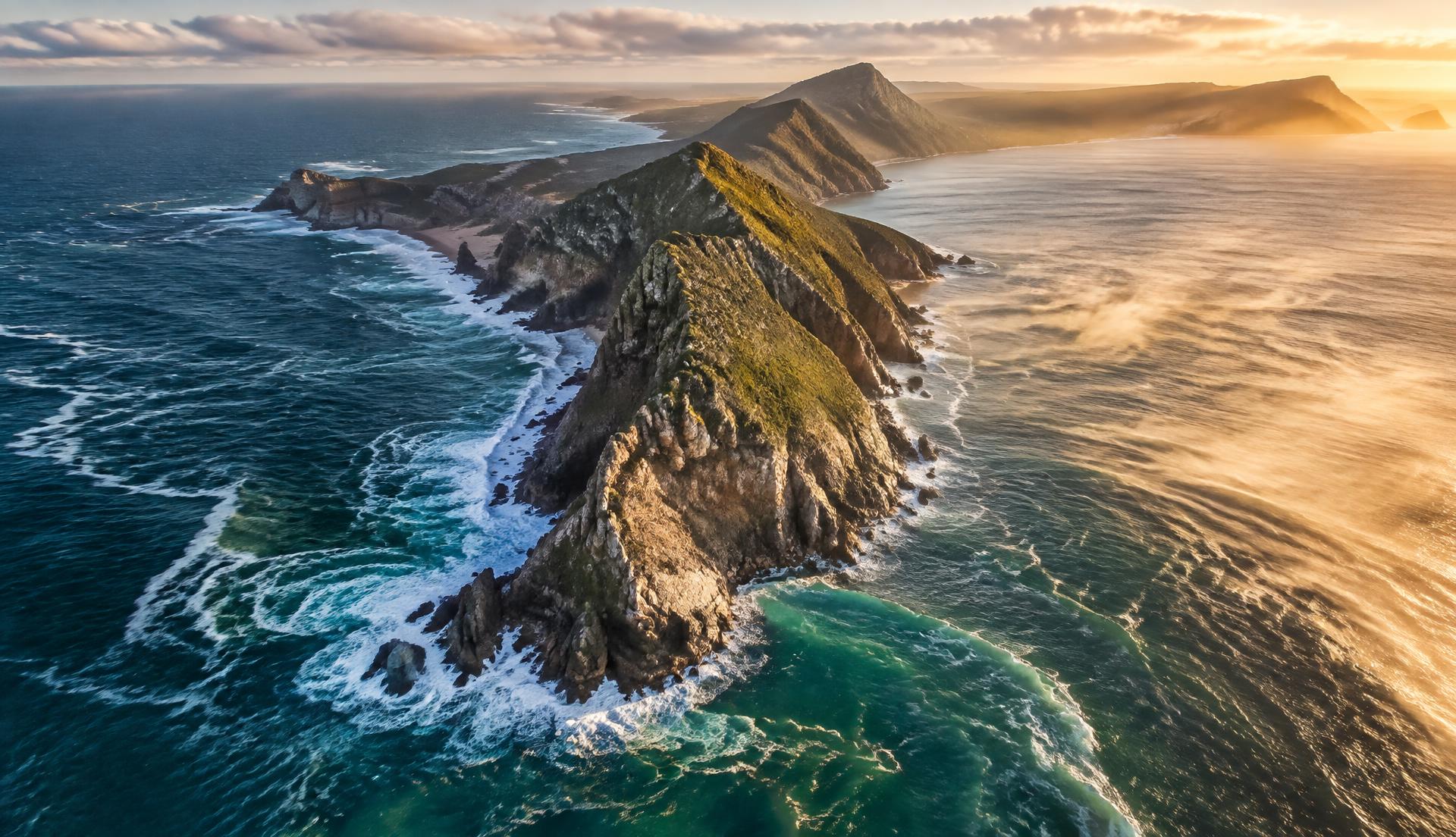 Cape Point peninsula reaching into two ocean currents