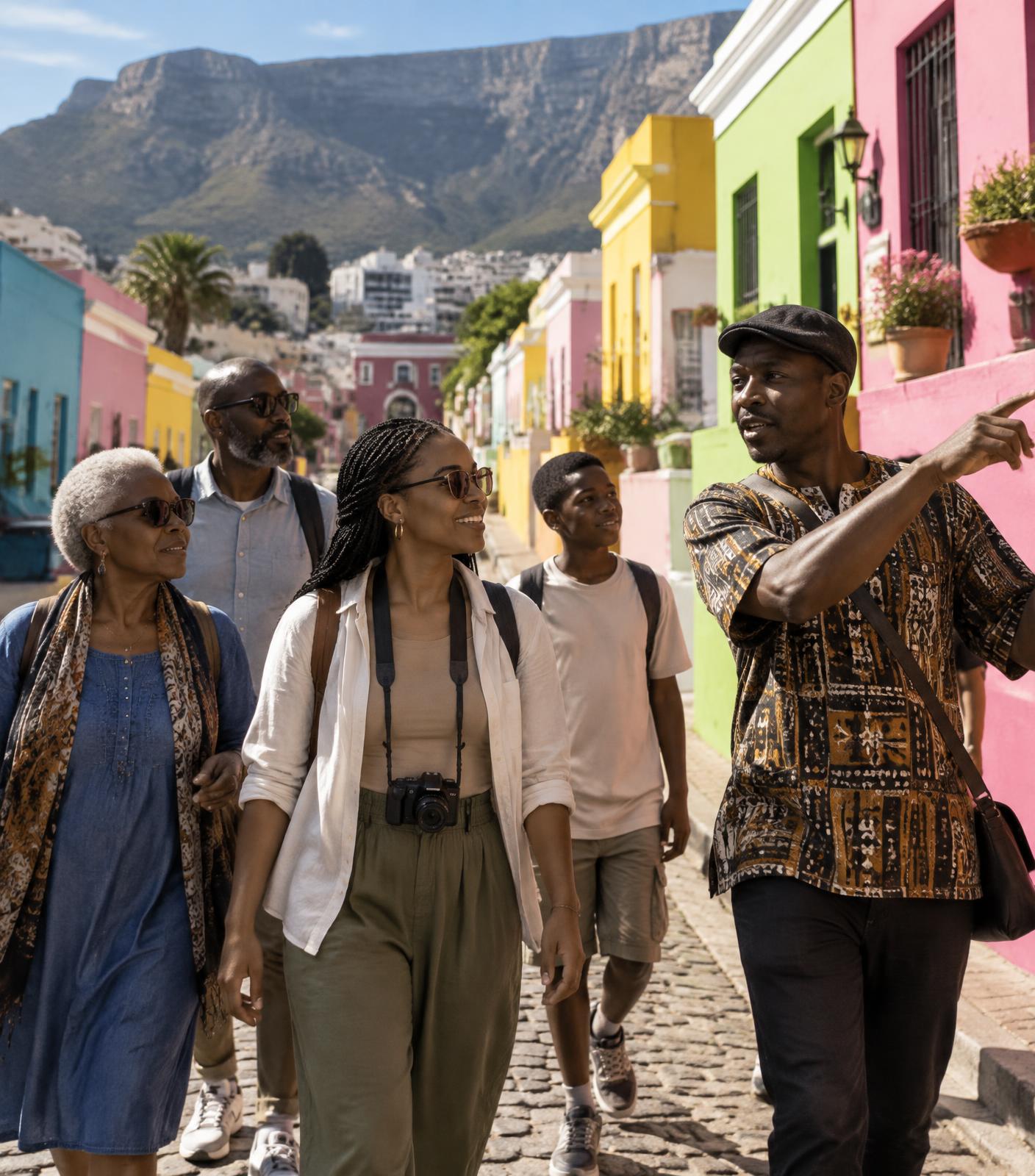 Travelers sharing a guided group experience in Africa